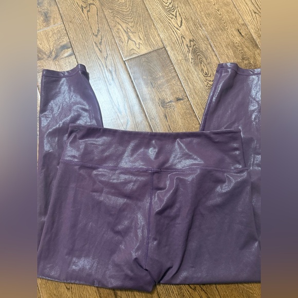 ZYIA Active Plum Purple Metallic Shine Light n Tight Workout Leggings Size 20 - Picture 4 of 5